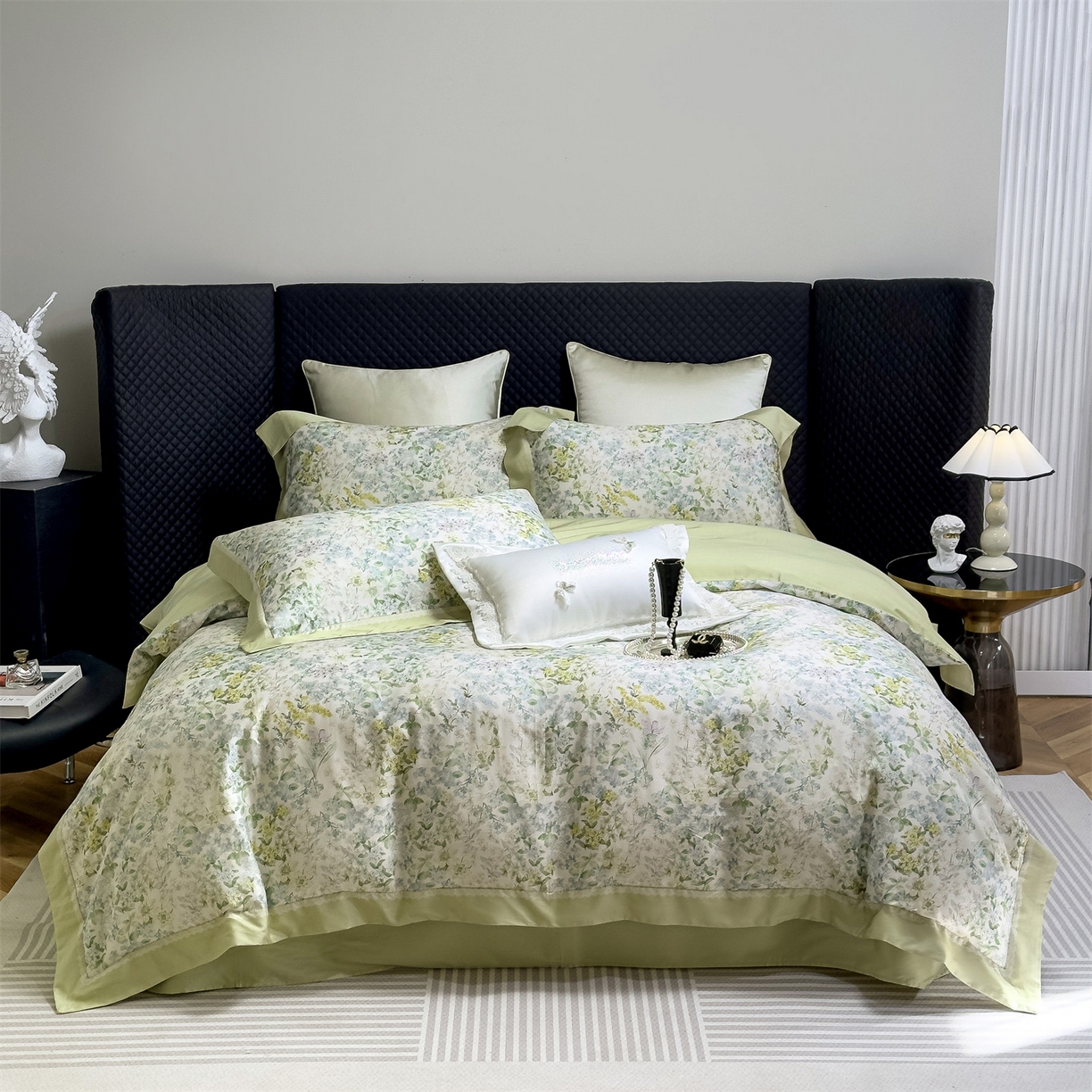 91家纺网 家纺一手货源 找家纺 岚司羽 2026春夏新款天丝棉大版数码印花四件套 觅影花间