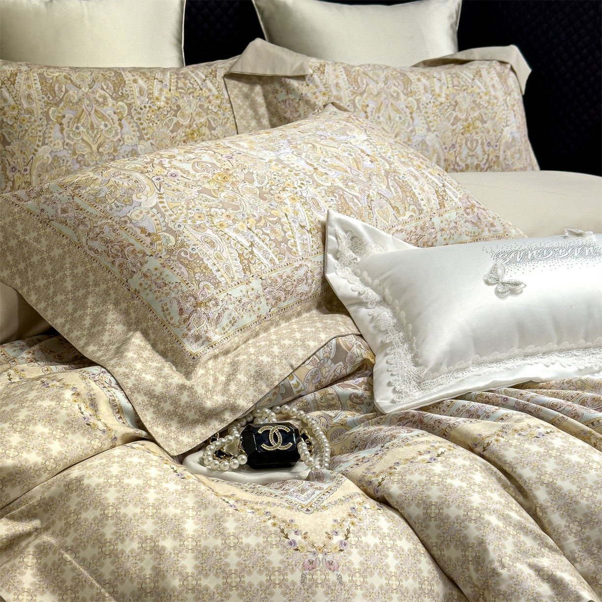 91家纺网 家纺一手货源 找家纺 岚司羽 2026春夏新款天丝棉大版数码印花四件套 华尔兹