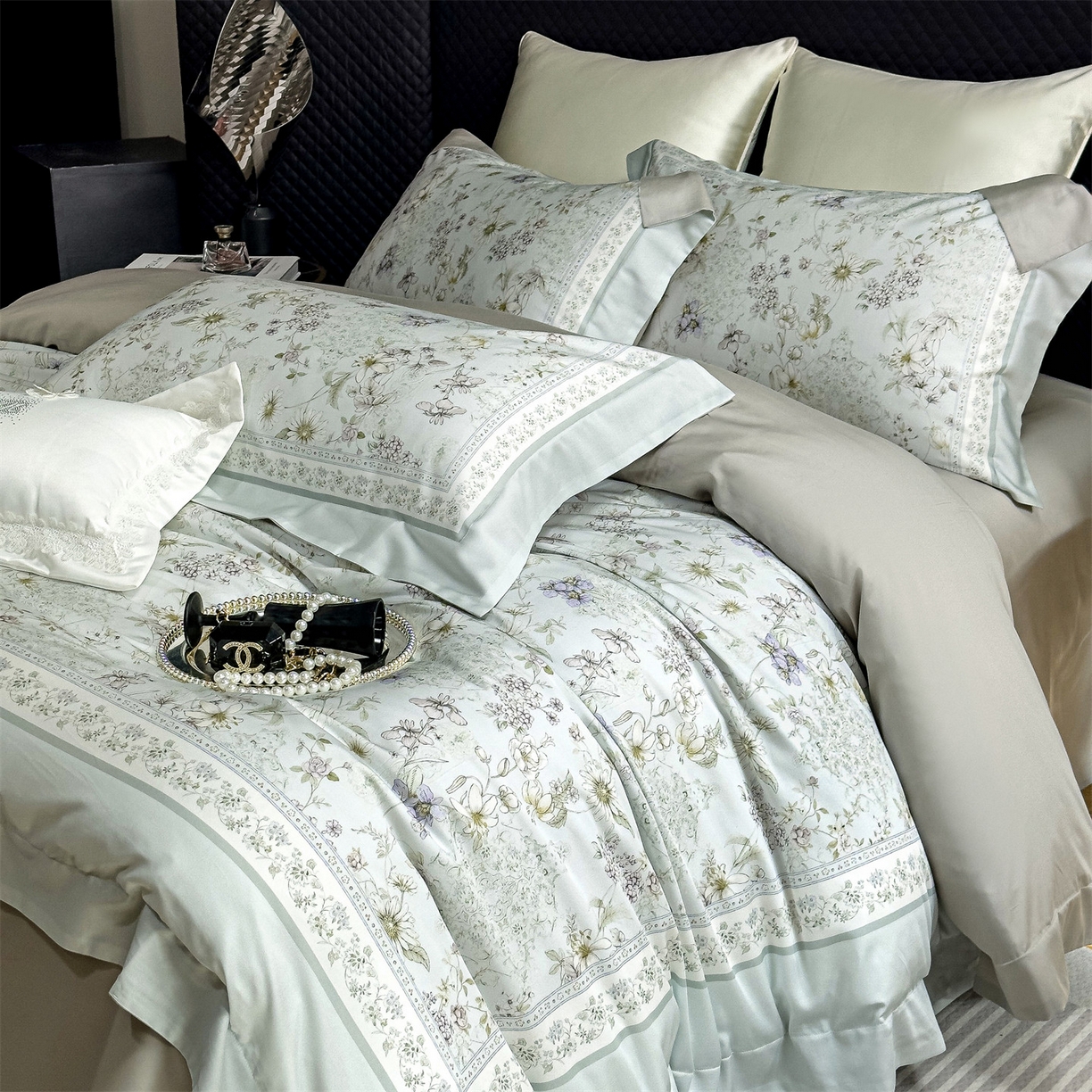 岚司羽 2026春夏新款天丝棉大版数码印花四件套 伊莎