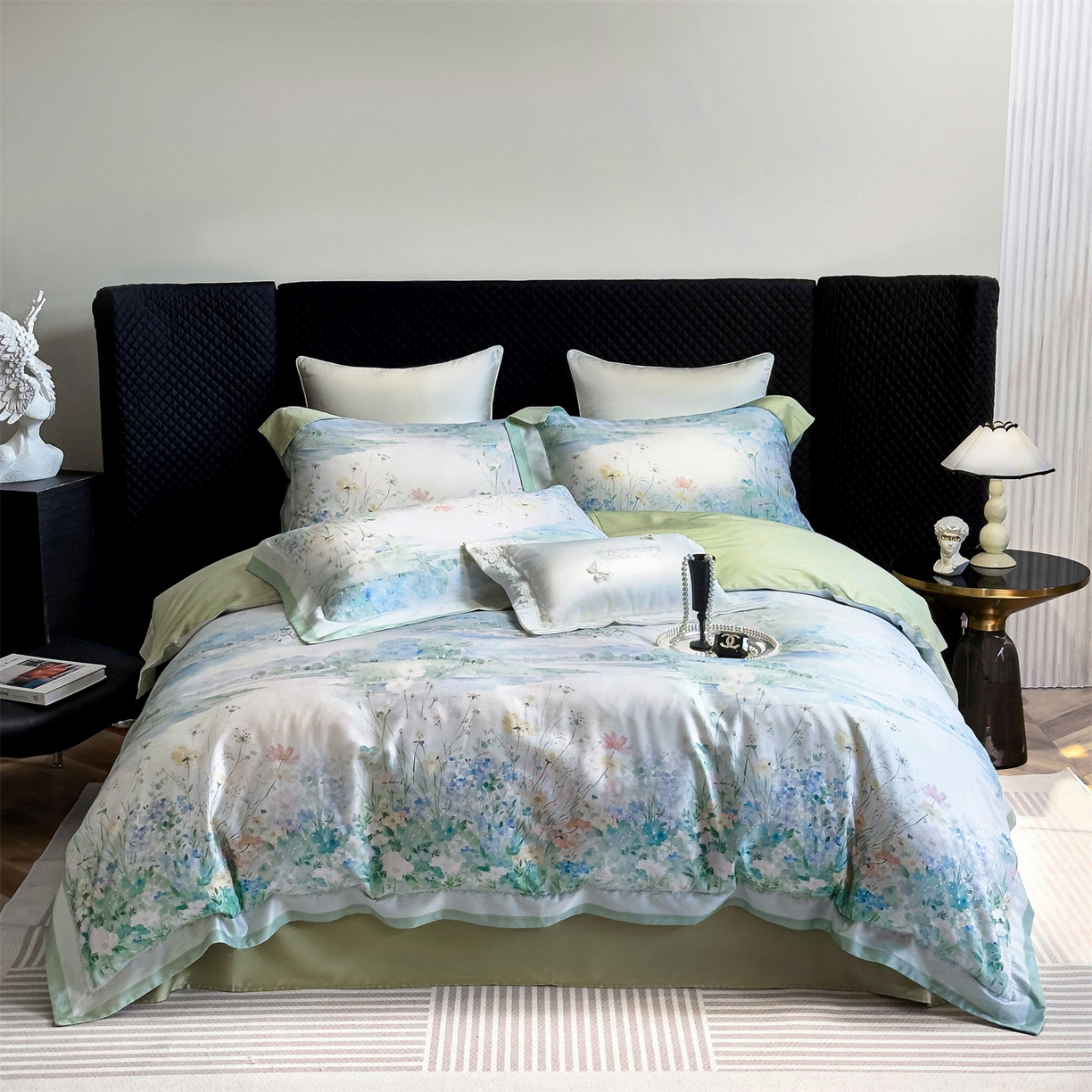 91家纺网 家纺一手货源 找家纺 岚司羽 2026春夏新款天丝棉大版数码印花四件套 山水涧