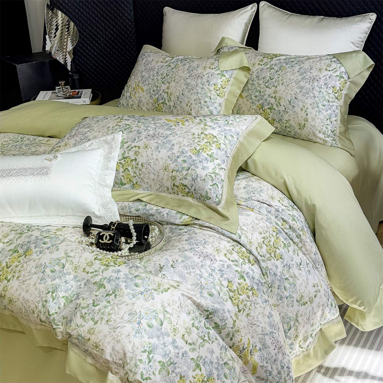 岚司羽 2026春夏新款天丝棉大版数码印花四件套 觅影花间