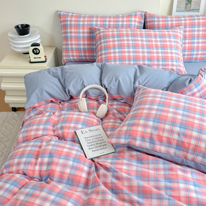 91家纺网 家纺一手货源 找家纺 佑佳家纺 2026新款全棉色织单被套全棉被套单件 嘟嘟柚红