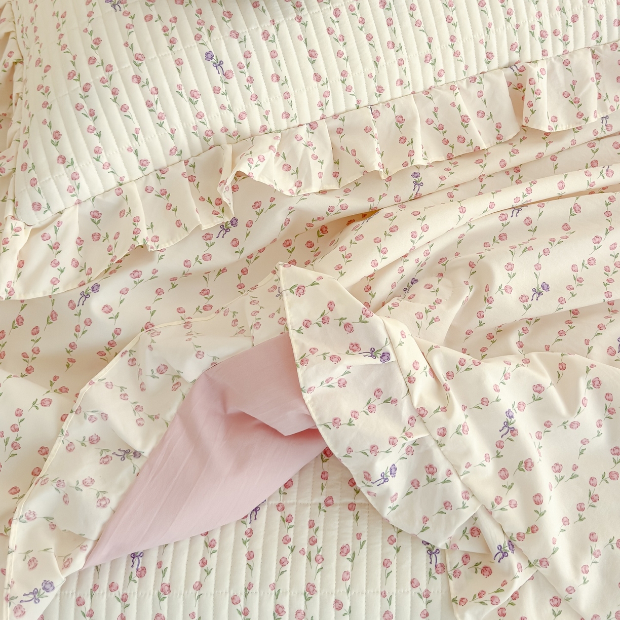 91家纺网 家纺一手货源 找家纺 归属 2026春夏新款古法仿棉床盖夏被四件套夏凉被空调被系列 萝蔓花儿