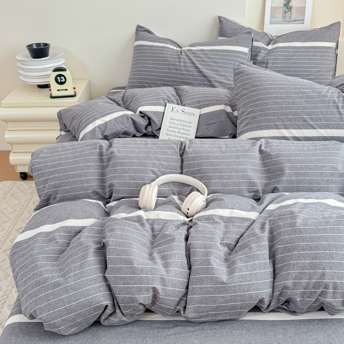 91家纺网 家纺一手货源 找家纺 佑佳家纺 2026新款全棉色织单被套全棉被套单件 灰色空间