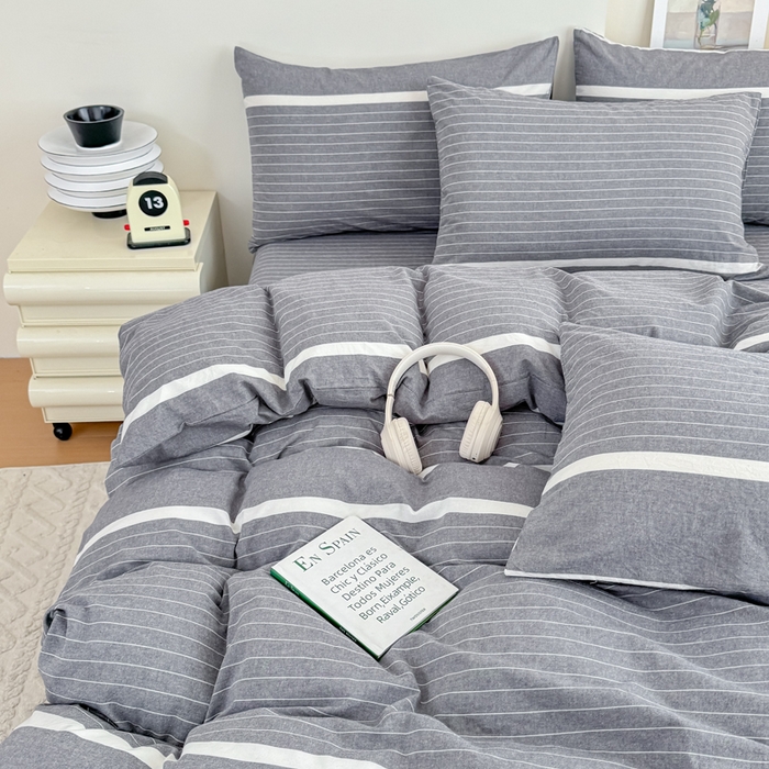 91家纺网 家纺一手货源 找家纺 佑佳家纺 2026新款全棉色织单被套全棉被套单件 灰色空间