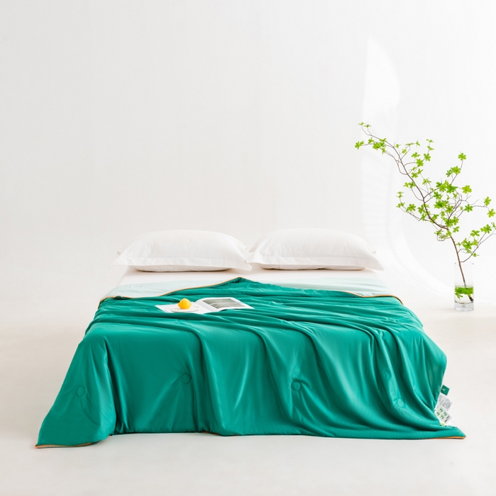 91家纺网 家纺一手货源 找家纺 迪梵家纺 2026新款A类云母凉感丝冰淇淋夏被天丝凉感夏被夏凉被空调被 西瓜绿