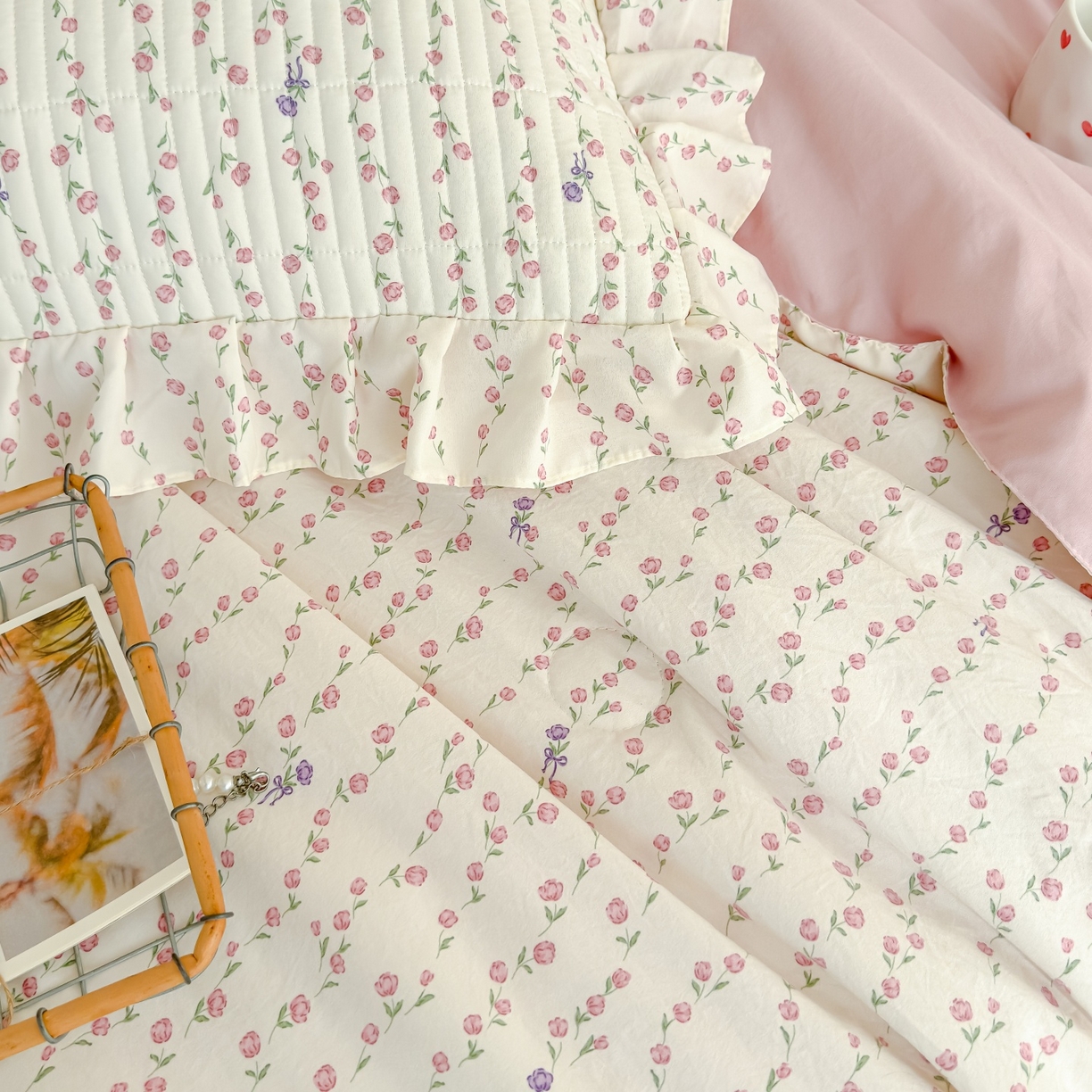 91家纺网 家纺一手货源 找家纺 归属 2026春夏新款古法仿棉床盖夏被四件套夏凉被空调被系列 萝蔓花儿