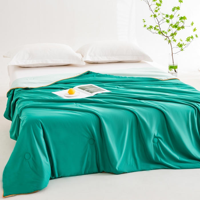 91家纺网 家纺一手货源 找家纺 迪梵家纺 2026新款A类云母凉感丝冰淇淋夏被天丝凉感夏被夏凉被空调被 西瓜绿