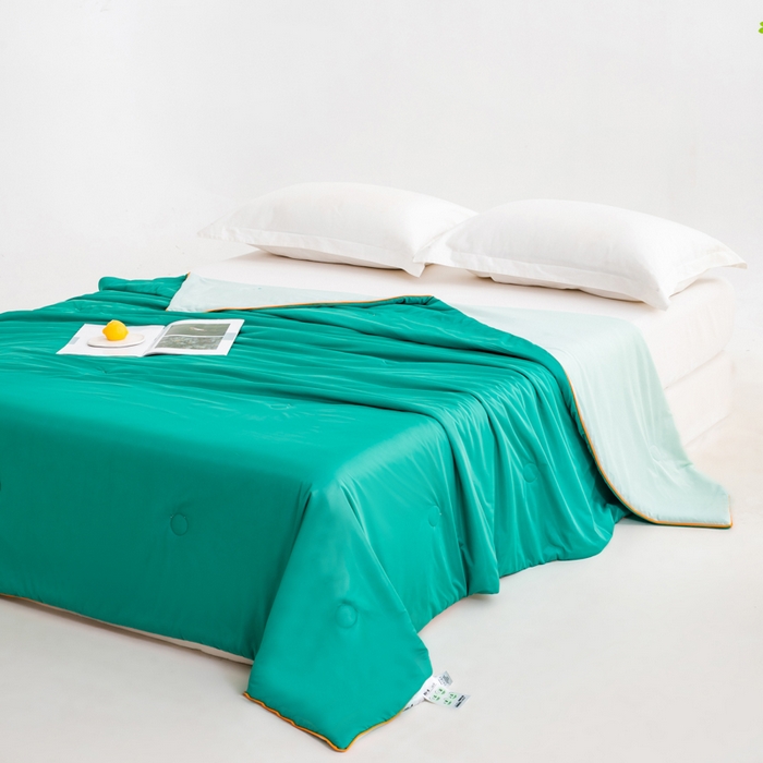 91家纺网 家纺一手货源 找家纺 迪梵家纺 2026新款A类云母凉感丝冰淇淋夏被天丝凉感夏被夏凉被空调被 西瓜绿