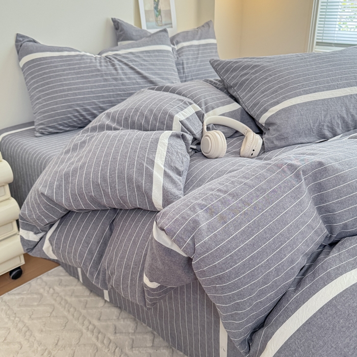 91家纺网 家纺一手货源 找家纺 佑佳家纺 2026新款全棉色织单被套全棉被套单件 灰色空间