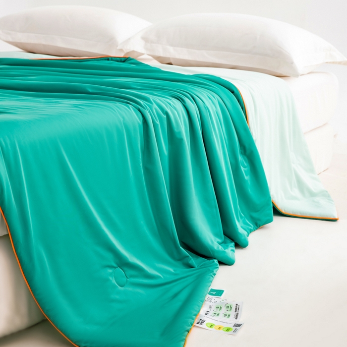 91家纺网 家纺一手货源 找家纺 迪梵家纺 2026新款A类云母凉感丝冰淇淋夏被天丝凉感夏被夏凉被空调被 西瓜绿