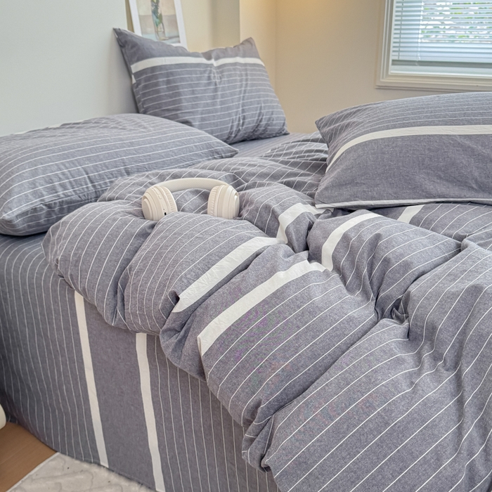 91家纺网 家纺一手货源 找家纺 佑佳家纺 2026新款全棉色织单被套全棉被套单件 灰色空间