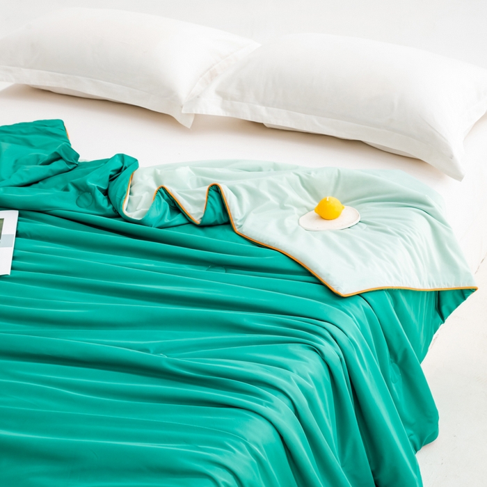 91家纺网 家纺一手货源 找家纺 迪梵家纺 2026新款A类云母凉感丝冰淇淋夏被天丝凉感夏被夏凉被空调被 西瓜绿