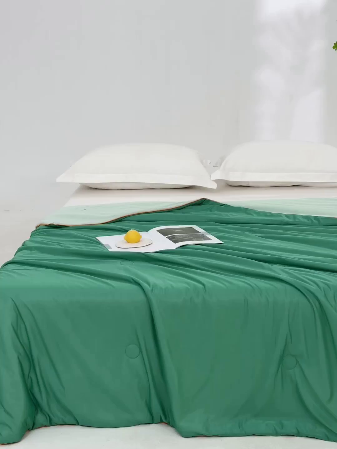 91家纺网 家纺一手货源 找家纺 迪梵家纺 2026新款A类云母凉感丝冰淇淋夏被天丝凉感夏被夏凉被空调被 西瓜绿