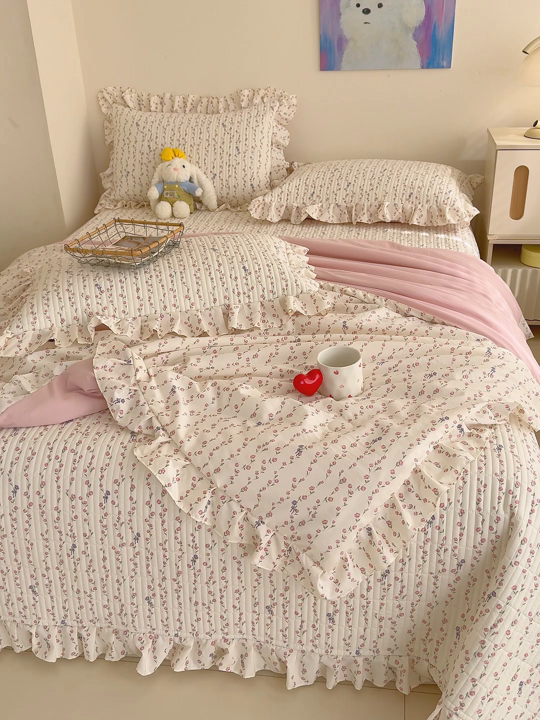 91家纺网 家纺一手货源 找家纺 归属 2026春夏新款古法仿棉床盖夏被四件套夏凉被空调被系列 萝蔓花儿