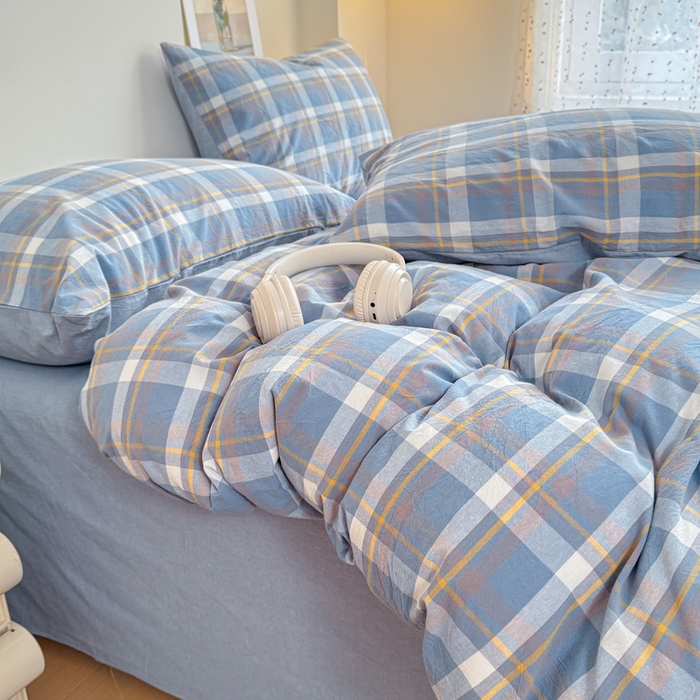 91家纺网 家纺一手货源 找家纺 佑佳家纺 2026新款全棉色织单被套全棉被套单件 简兮-蓝