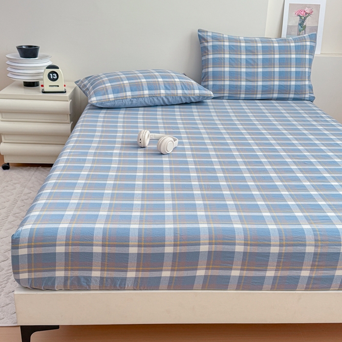 91家纺网 家纺一手货源 找家纺 佑佳家纺 2026新款全棉色织单被套全棉被套单件 简兮-蓝