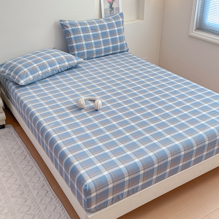 91家纺网 家纺一手货源 找家纺 佑佳家纺 2026新款全棉色织单被套全棉被套单件 简兮-蓝