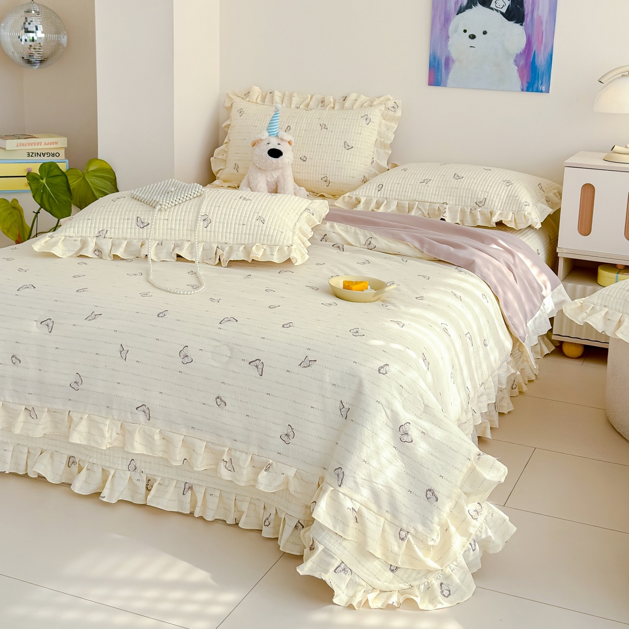 91家纺网 家纺一手货源 找家纺 归属 2026春夏新款古法仿棉床盖夏被四件套夏凉被空调被系列 漫花蝶舞