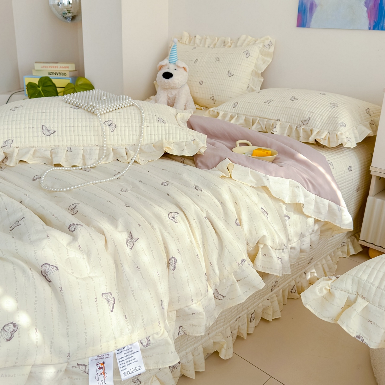 91家纺网 家纺一手货源 找家纺 归属 2026春夏新款古法仿棉床盖夏被四件套夏凉被空调被系列 漫花蝶舞