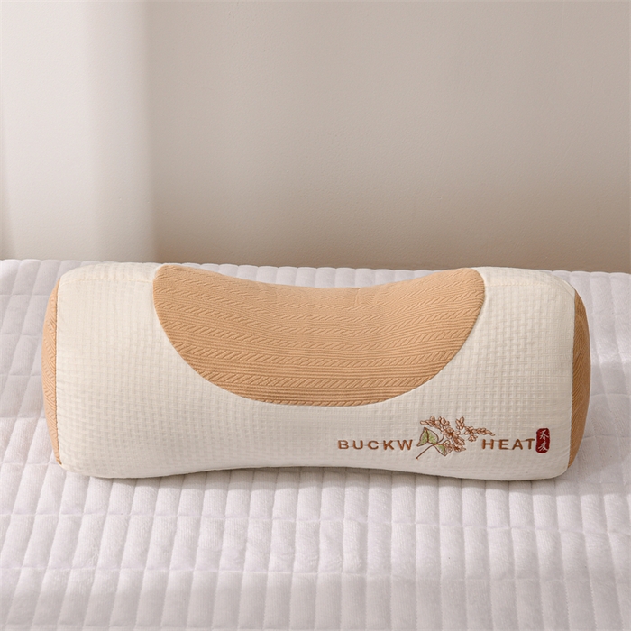 91家纺网 家纺一手货源 找家纺 （总）小桃姐家纺 2025新款山茶花刺绣 圆柱元宝枕荞麦枕芯护颈枕枕头