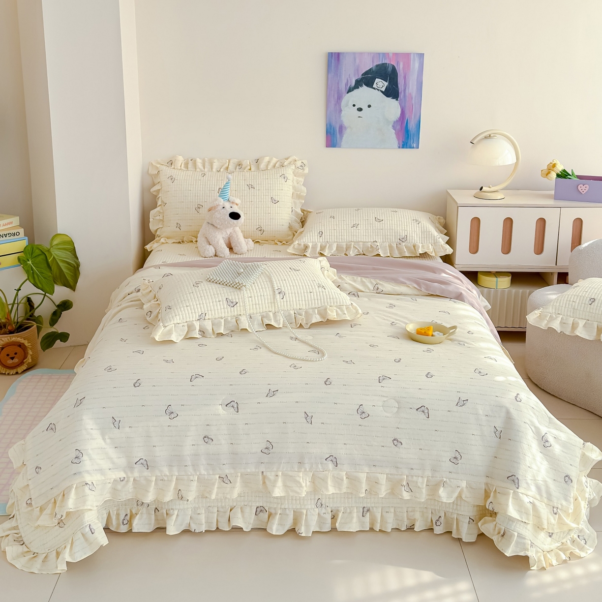 91家纺网 家纺一手货源 找家纺 归属 2026春夏新款古法仿棉床盖夏被四件套夏凉被空调被系列 漫花蝶舞