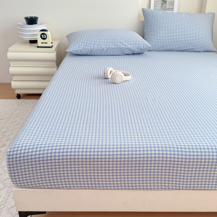91家纺网 家纺一手货源 找家纺 佑佳家纺 2026新款全棉色织单被套全棉被套单件 蓝小格