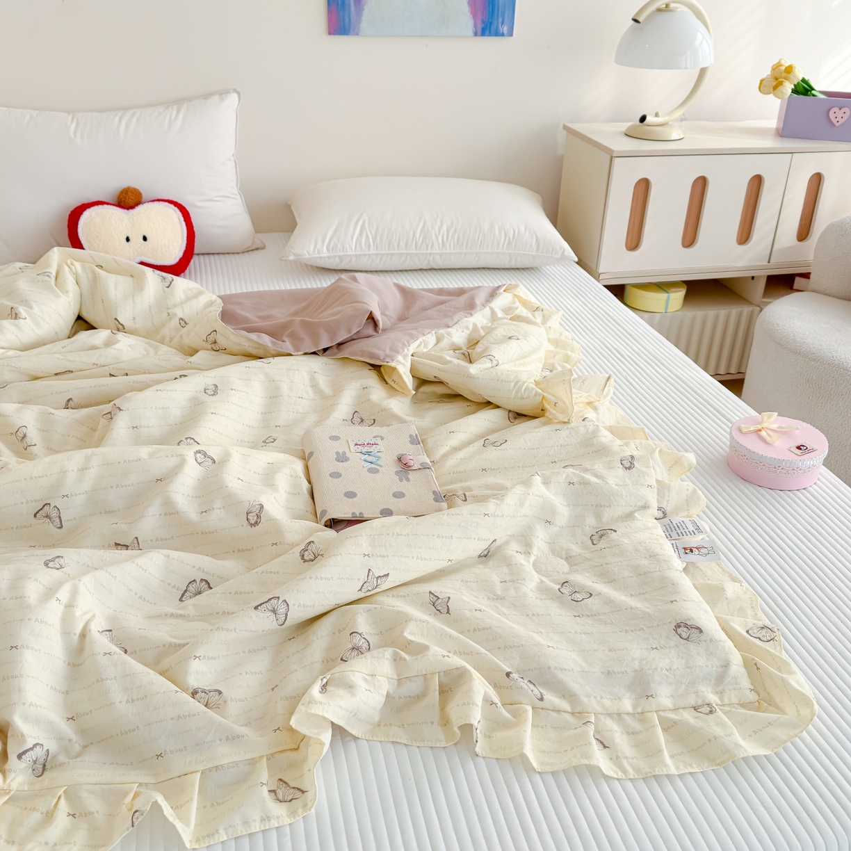 91家纺网 家纺一手货源 找家纺 归属 2026春夏新款古法仿棉床盖夏被四件套夏凉被空调被系列 漫花蝶舞