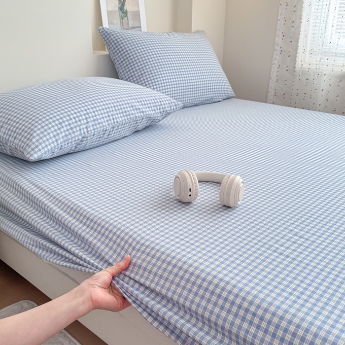 91家纺网 家纺一手货源 找家纺 佑佳家纺 2026新款全棉色织单被套全棉被套单件 蓝小格