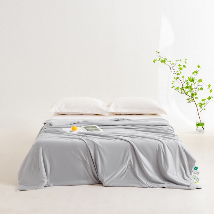 91家纺网 家纺一手货源 找家纺 迪梵家纺 2026新款A类云母凉感丝冰淇淋夏被天丝凉感夏被夏凉被空调被 冰川灰