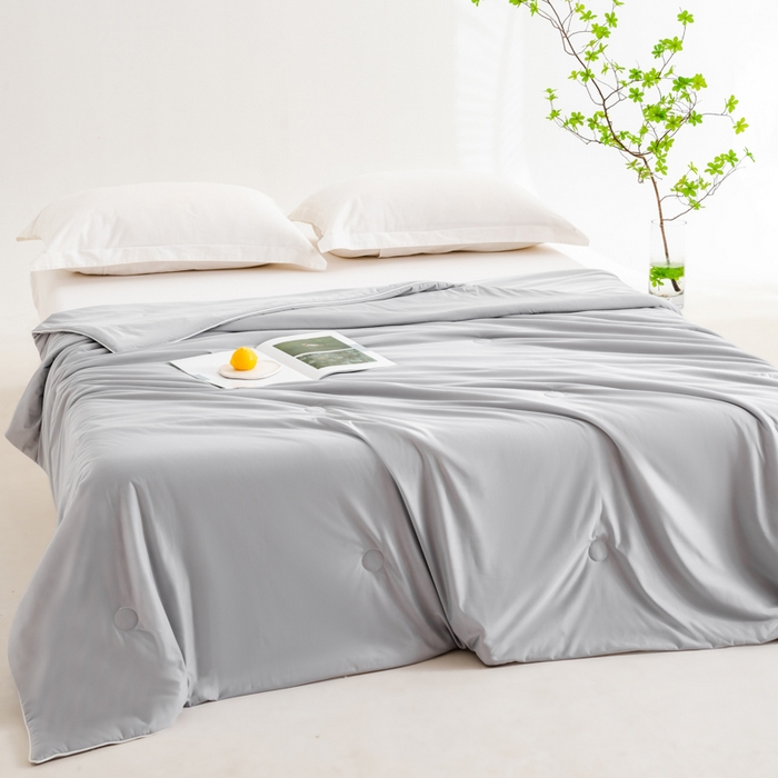 91家纺网 家纺一手货源 找家纺 迪梵家纺 2026新款A类云母凉感丝冰淇淋夏被天丝凉感夏被夏凉被空调被 冰川灰