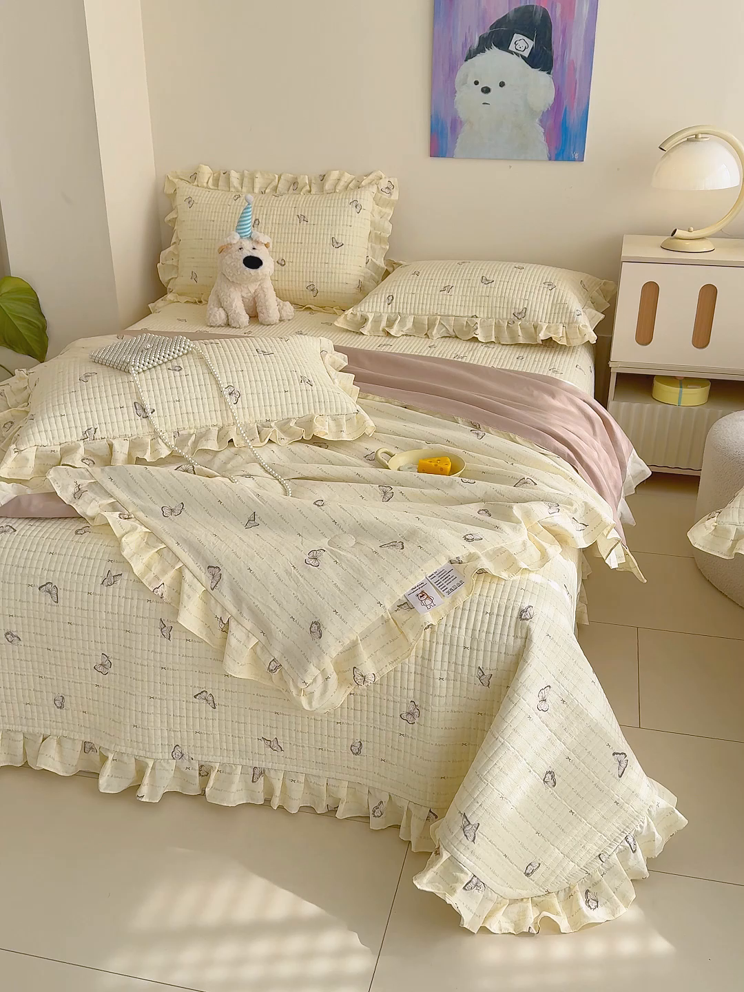 91家纺网 家纺一手货源 找家纺 归属 2026春夏新款古法仿棉床盖夏被四件套夏凉被空调被系列 漫花蝶舞