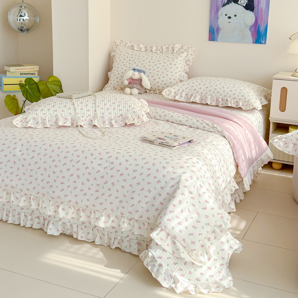 91家纺网 家纺一手货源 找家纺 归属 2026春夏新款古法仿棉床盖夏被四件套夏凉被空调被系列 玫瑰之约