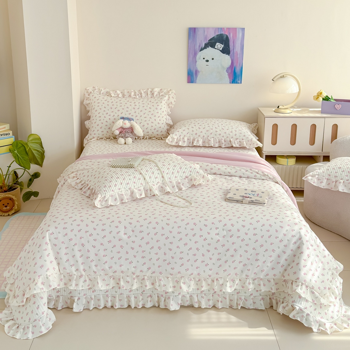 91家纺网 家纺一手货源 找家纺 归属 2026春夏新款古法仿棉床盖夏被四件套夏凉被空调被系列 玫瑰之约