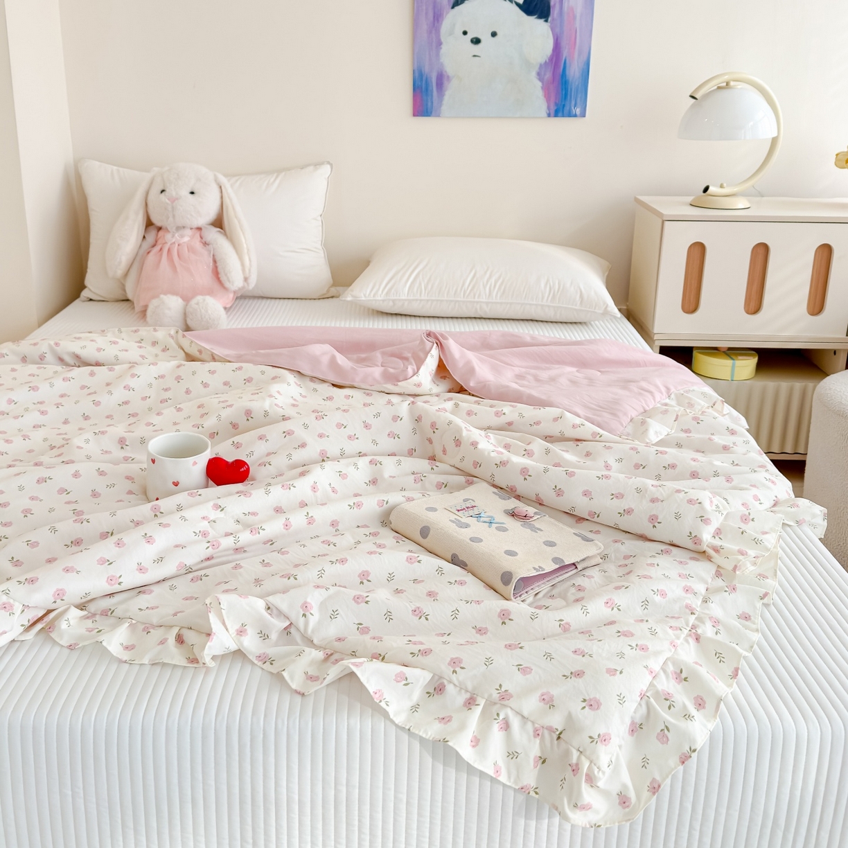 91家纺网 家纺一手货源 找家纺 归属 2026春夏新款古法仿棉床盖夏被四件套夏凉被空调被系列 玫瑰之约