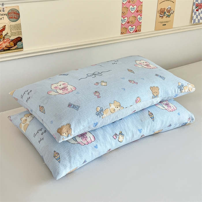 91家纺网 家纺一手货源 找家纺 小桃姐家纺 2025新款卡通荞麦单边荞麦枕儿童学生可拆洗枕头枕芯 小猫时光-蓝