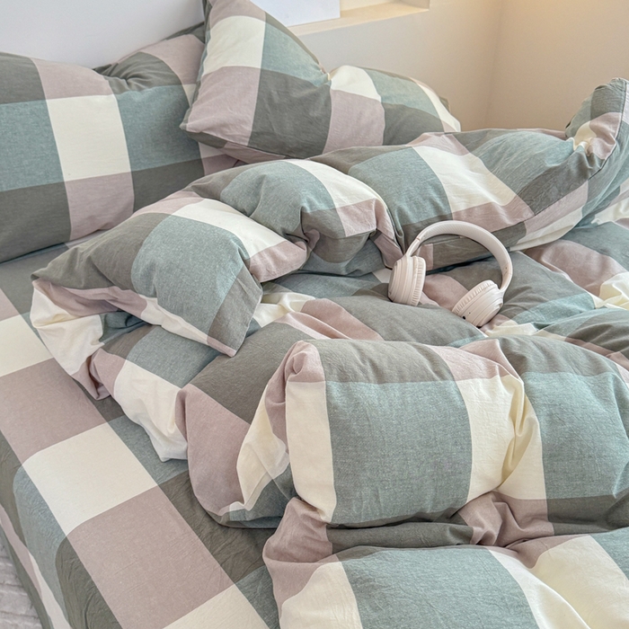 91家纺网 家纺一手货源 找家纺 佑佳家纺 2026新款全棉色织单被套全棉被套单件 绿大格