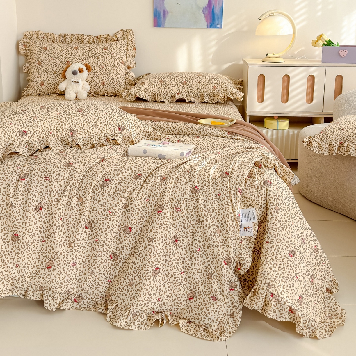 归属 2026春夏新款古法仿棉床盖夏被四件套夏凉被空调被系列 奶酷豹纹