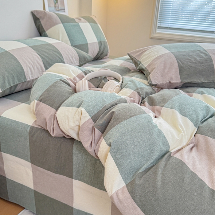 91家纺网 家纺一手货源 找家纺 佑佳家纺 2026新款全棉色织单被套全棉被套单件 绿大格