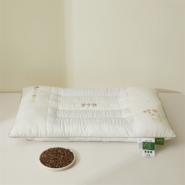 91家纺网 家纺一手货源 找家纺 小桃姐家纺 2025新款 谷小荞护颈枕 刺绣定型枕芯 枕头枕芯  硬枕 花草枕 高枕【单支装】