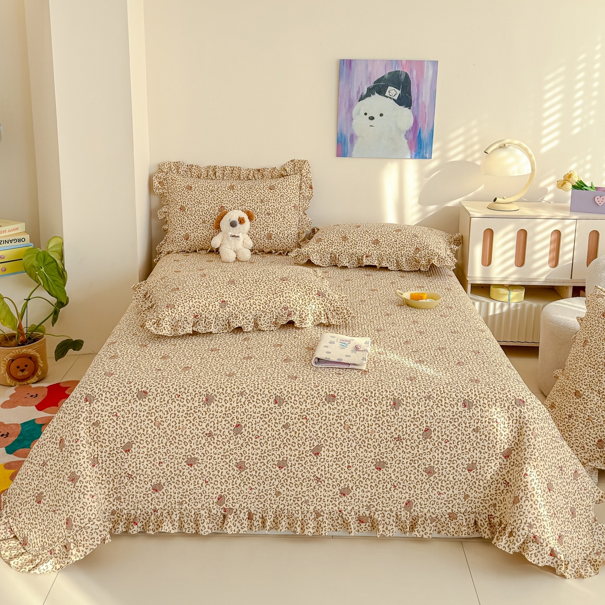 91家纺网 家纺一手货源 找家纺 归属 2026春夏新款古法仿棉床盖夏被四件套夏凉被空调被系列 奶酷豹纹