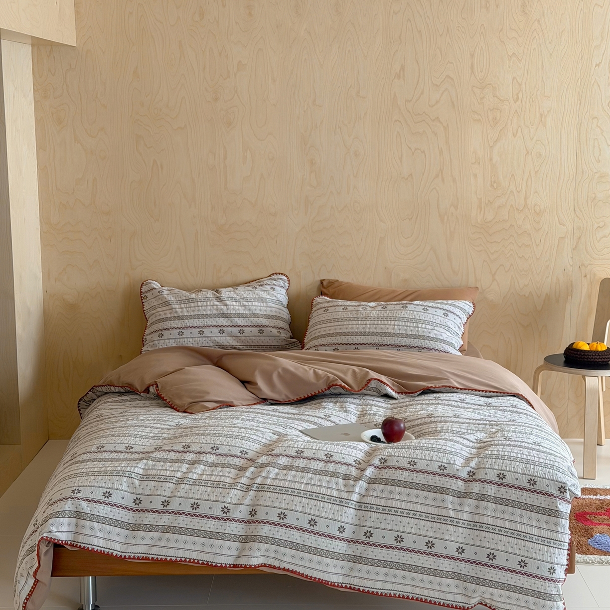 91家纺网 家纺一手货源 找家纺 觅糖家纺 2026觅糖新品色织提花三角针费尔岛5色 费尔岛飘雪