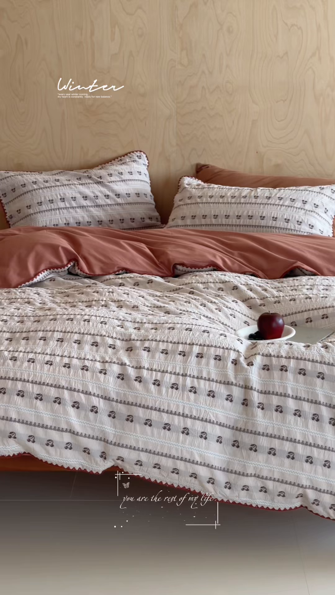 91家纺网 家纺一手货源 找家纺 觅糖家纺 2026觅糖新品色织提花三角针费尔岛5色 复古樱桃