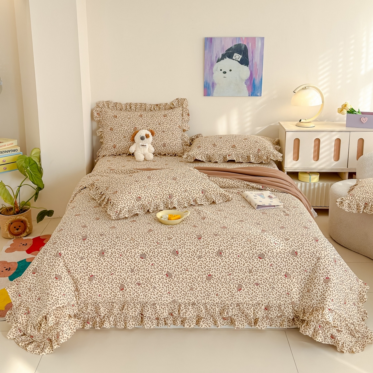 91家纺网 家纺一手货源 找家纺 归属 2026春夏新款古法仿棉床盖夏被四件套夏凉被空调被系列 奶酷豹纹