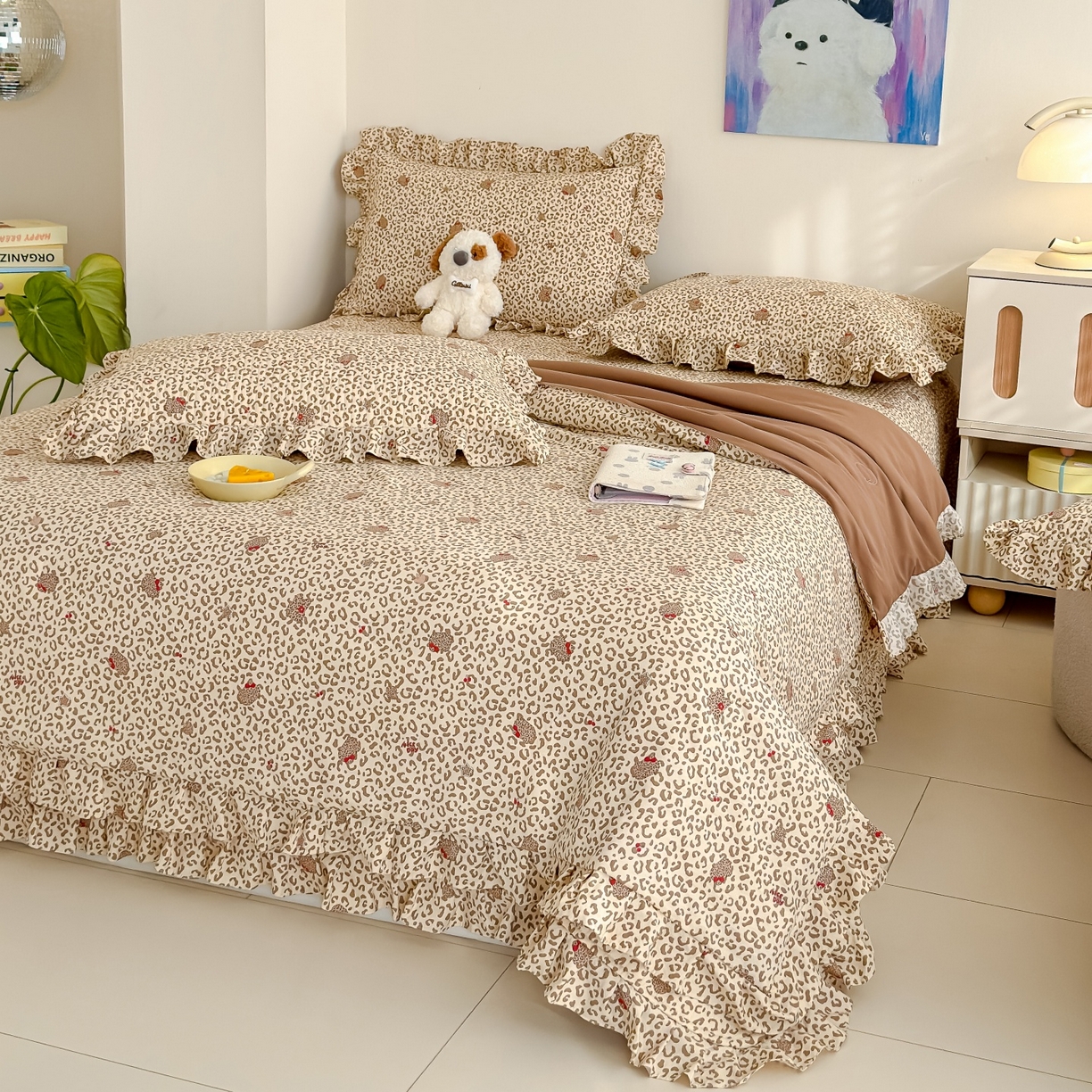 91家纺网 家纺一手货源 找家纺 归属 2026春夏新款古法仿棉床盖夏被四件套夏凉被空调被系列 奶酷豹纹