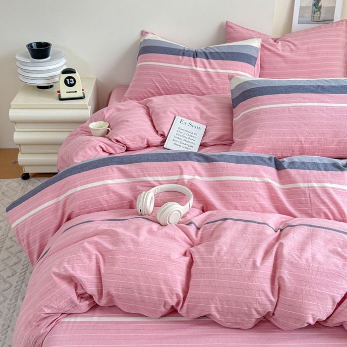 91家纺网 家纺一手货源 找家纺 佑佳家纺 2026新款全棉色织单被套全棉被套单件 马里奥-粉