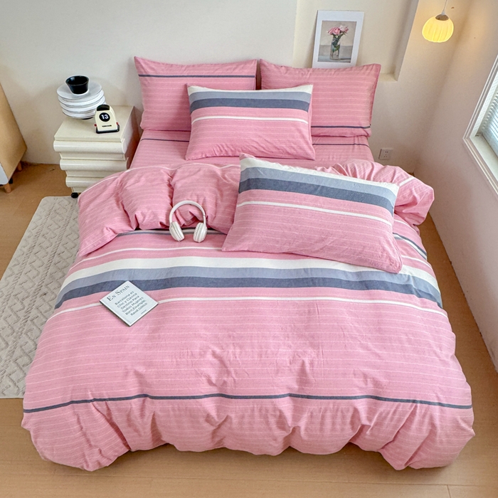 91家纺网 家纺一手货源 找家纺 佑佳家纺 2026新款全棉色织单被套全棉被套单件 马里奥-粉