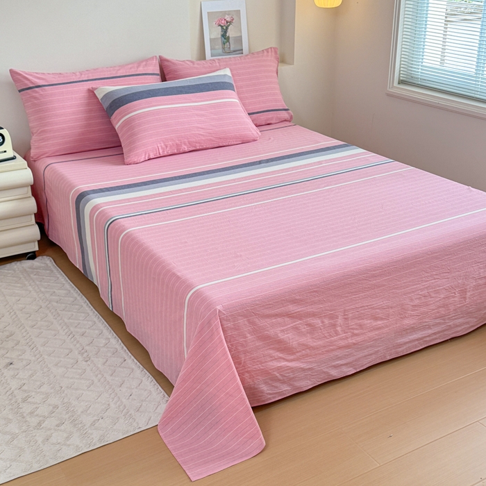 91家纺网 家纺一手货源 找家纺 佑佳家纺 2026新款全棉色织单被套全棉被套单件 马里奥-粉