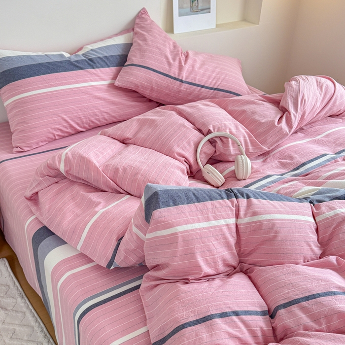 91家纺网 家纺一手货源 找家纺 佑佳家纺 2026新款全棉色织单被套全棉被套单件 马里奥-粉