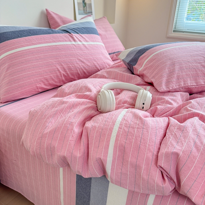 91家纺网 家纺一手货源 找家纺 佑佳家纺 2026新款全棉色织单被套全棉被套单件 马里奥-粉